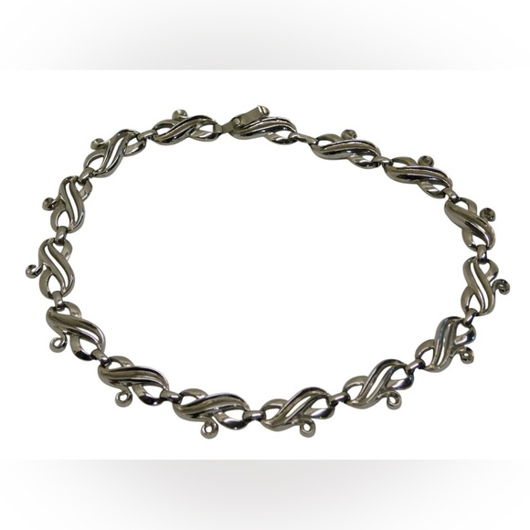 Vintage Tritari silver tone necklace Choker Pat pending mark Infinity links - Picture 2 of 6